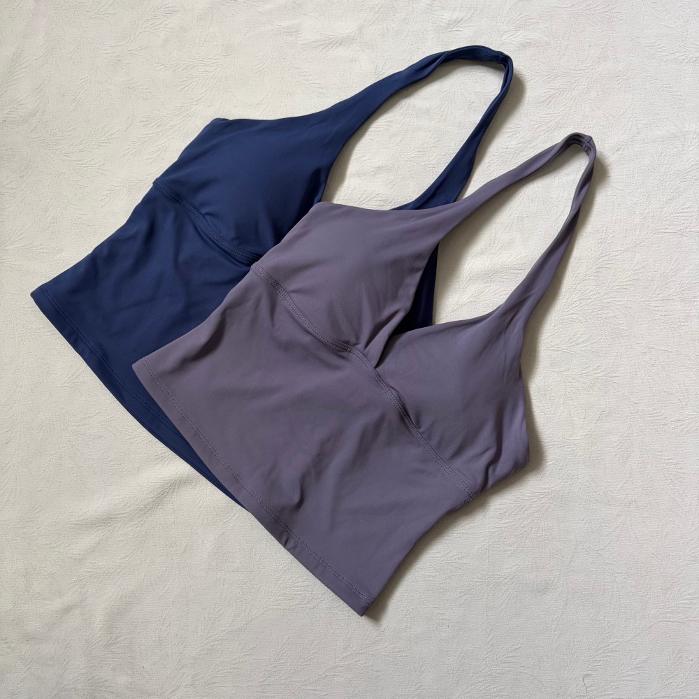 Pilates Yoga Wear - Rompi Yoga V-neck dengan Bantalan Dada,