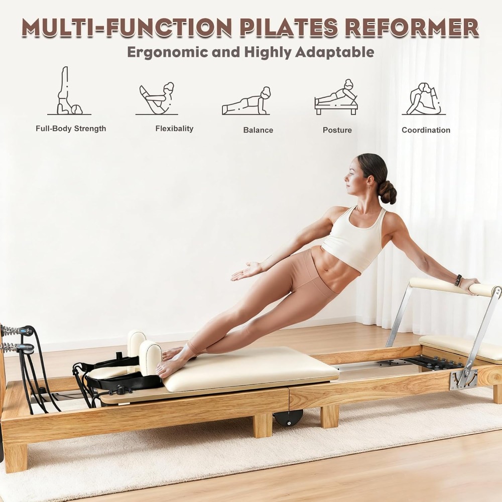 Pilates Reformer Spring - Reformer Pilates Kayu Lipat 94,5 inci