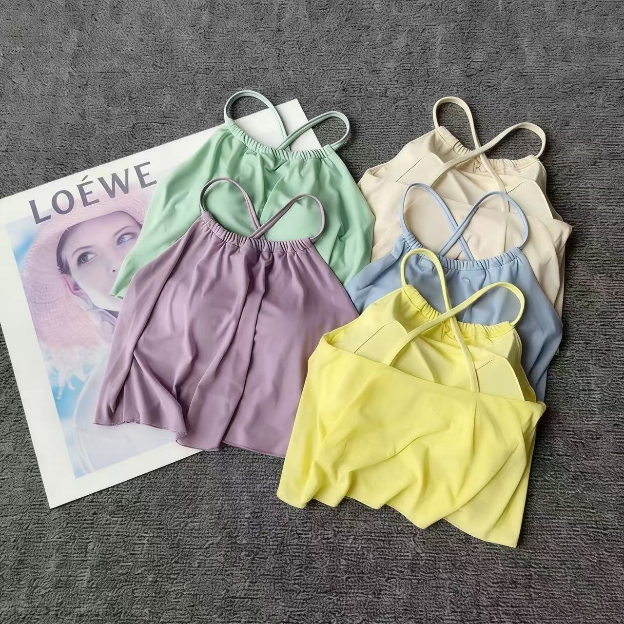 Pilates Yoga Top - Tank Top Olahraga Halter 2-in-1 Berbahan