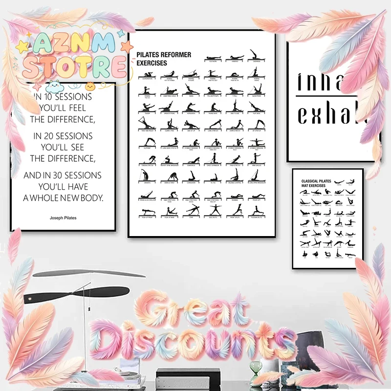 Poster Bagan Latihan Pilates,  - Pilates Yoga Gifts ulasan dan harga